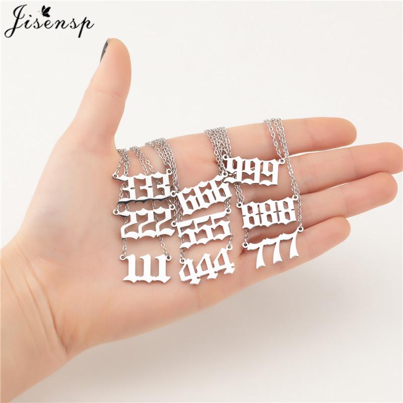 Stainless Steel Angel Number Lucky Numbers Necklaces 111 222 333 444 555 888 999 777 666 Pendant Necklace Charms Jewelry