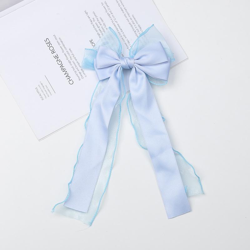 

Элегантная заколка для волос с двойным бантом феи для женщин - заколка для волос из органзы синий