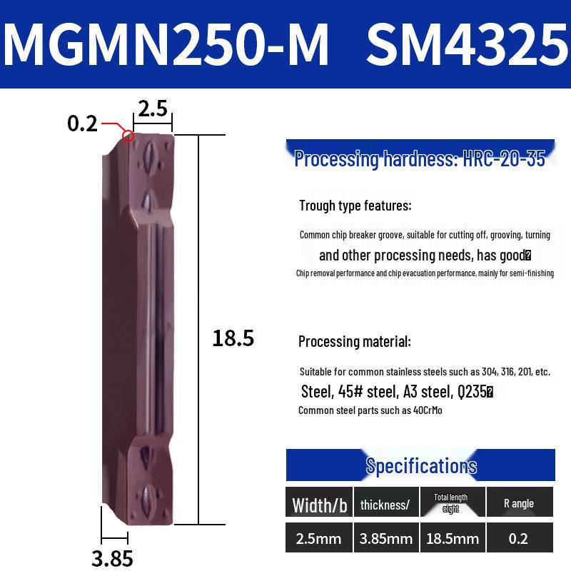 CNC Grooving Blade MGMN300/400-M for Stainless Steel, Ceramic, Aluminum Lathe Parting Tool Inserts