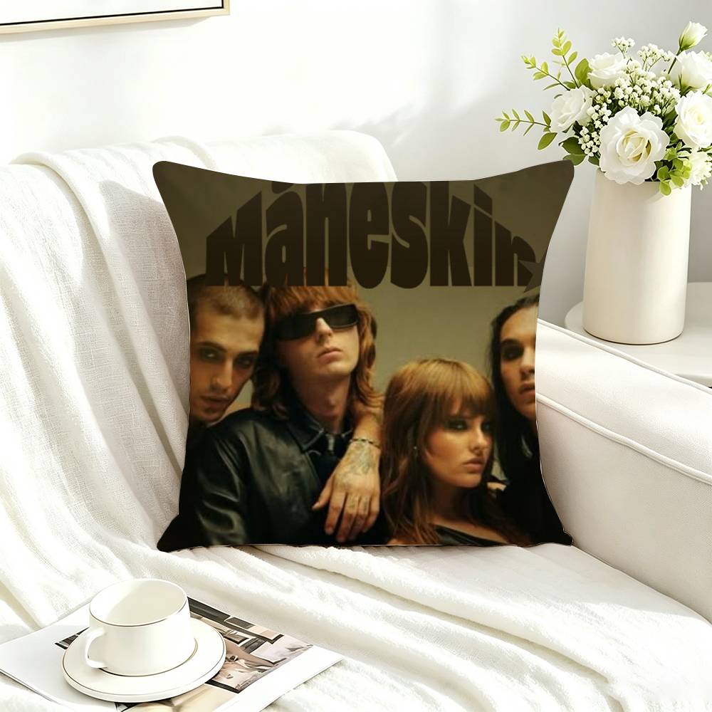 Band M-Maneskin Square Double-Sided printed Pillow Case Bedroom Bedside Pillow Sofa Cushion Cover