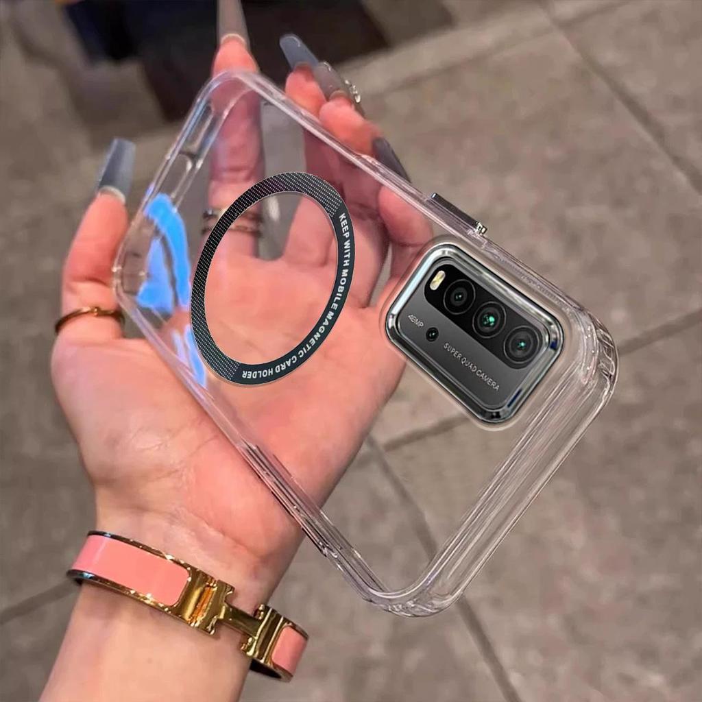 Case for Xiaomi Redmi 9T Minimal Semi-Transparent Magnetic Casing Raised Electroplated Lens Bezel Anti-Slip Drop Resistant Protective Shell