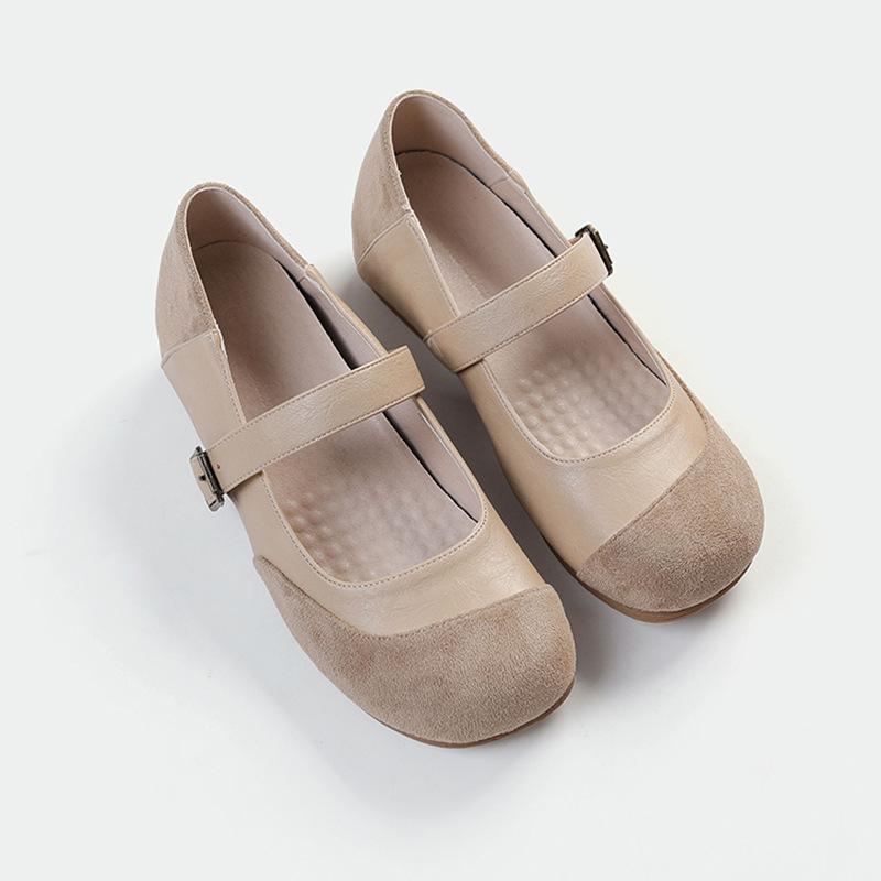 Small Size 3233 Inner Height Increase French Mary Jane Women's Shoes 2025 Spring and Autumn New One-word Buckle with Round Head Single Shoes Women