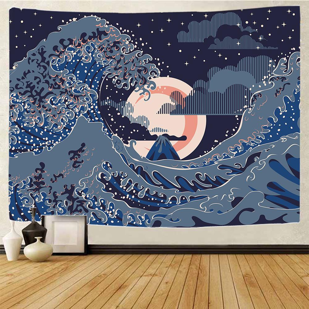 Sea Sunrise Japanese Style Home Art Decoration Tapestry Bohemian Decoration Background Wall Bed Sheet Sofa Blanket