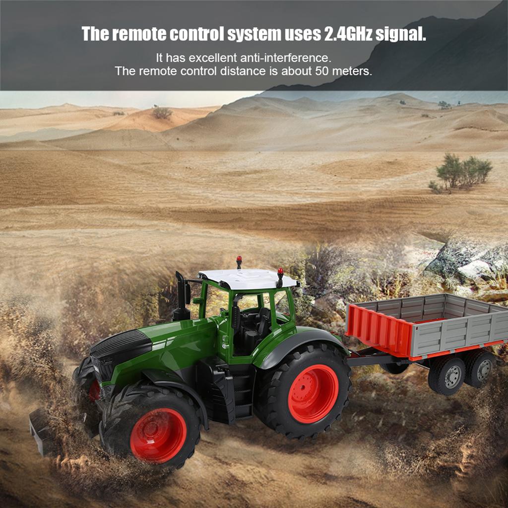 Remote Control 2.4GHz Farmer Car Tractor Dump Truck Engineering Off Road 1:16 RC Car Model Toy(Green )