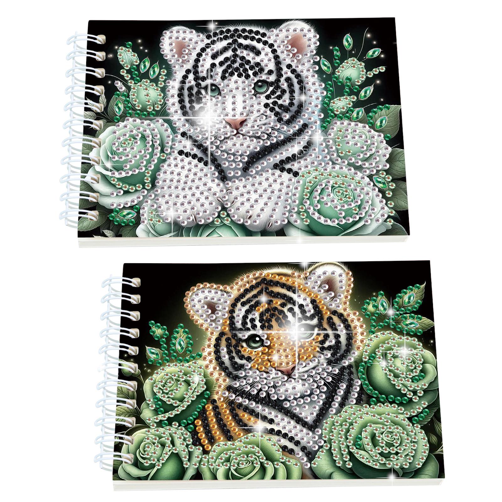 

2 Pack Flower Animal DIY 5D Gem Dots Art Journals Special Shaped 5D Diamond Painting Notebook Christmas Gift for Adults тигровий