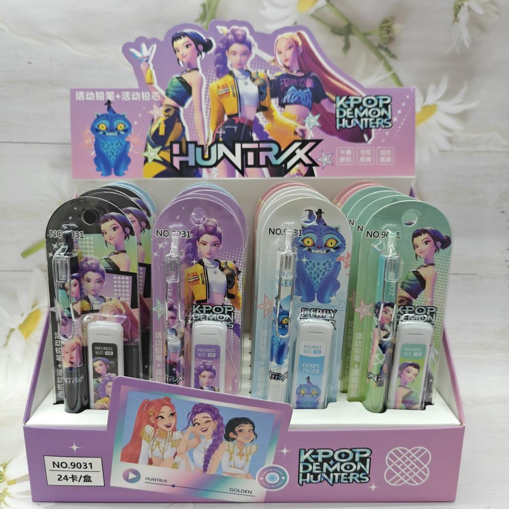 Adorable Aesthetic K-pop Demon Hunters Mechanical Pencil Kit Animation Merch Break Resistant Automatic Pencils for School Supplies