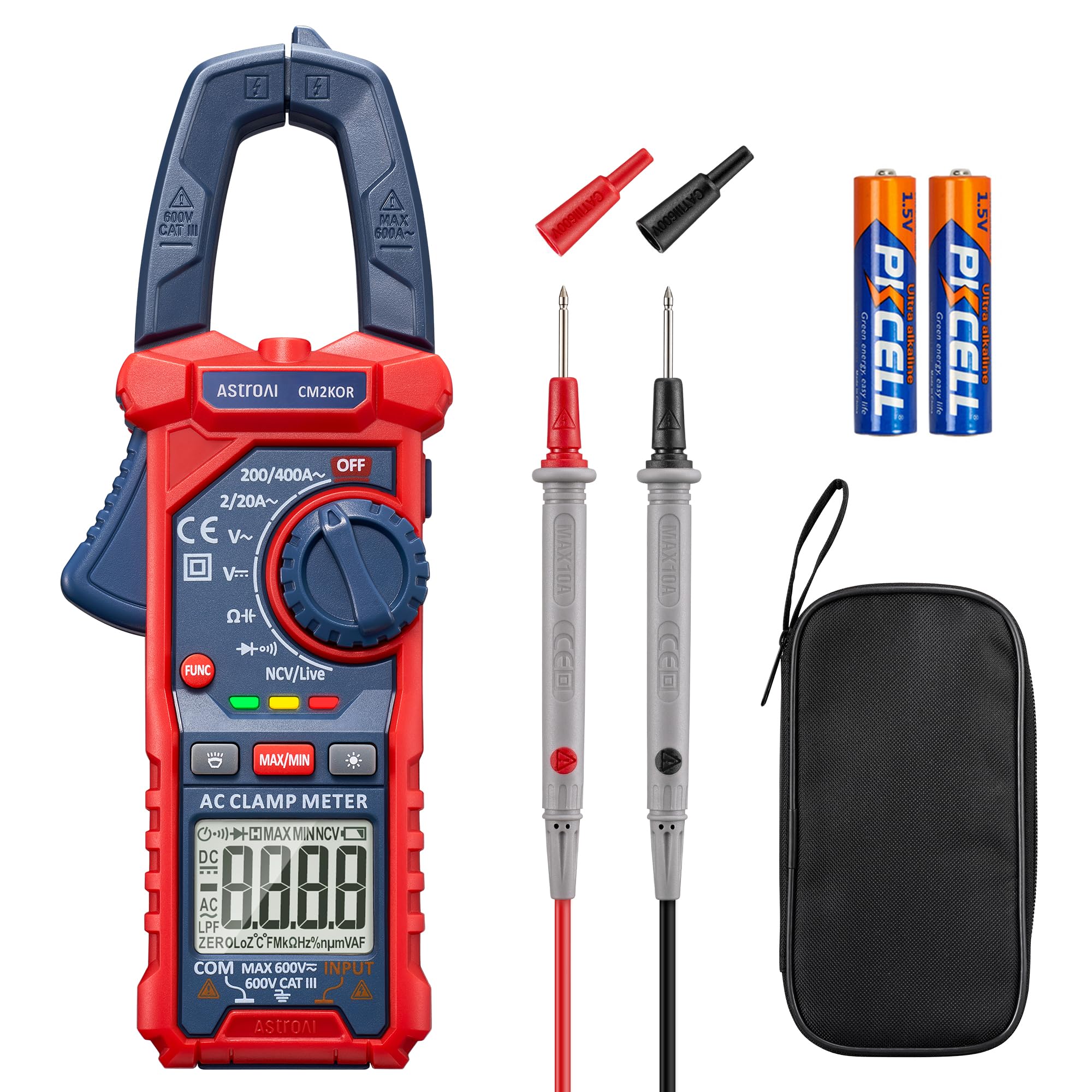 

AstroAI Clamp Meter 2000 Count Tester Digital Tester Circuit Tester Voltage AC Current Auto Range Upgraded Version AC/DC T-RMS