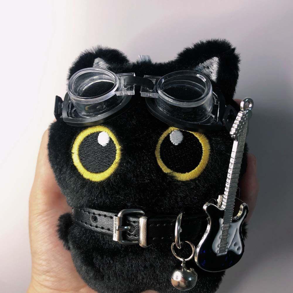 Punk Rock Black Cat Plushies Kitten Soft Cat Pendant School Bags Cat Plush Keychain  Small Gifts