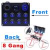 Blue LED Switch Panel 4/6/8 Gang Toggle Switch Control For Car Boat Camper Marine RV 12V Power Outlet USB Charger