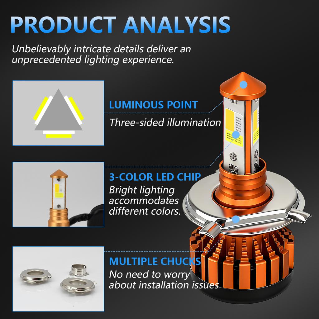 C01 Yellow White Blue Multi-Color LED Spotlight IP67 Waterproof Aluminum Alloy Motorcycle Headlight