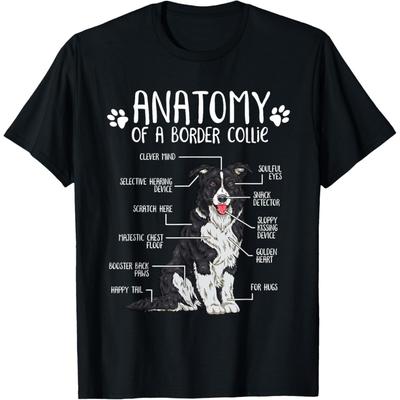 Lustiges Anatomie Border Collie Hundeliebhaber T-Shirt