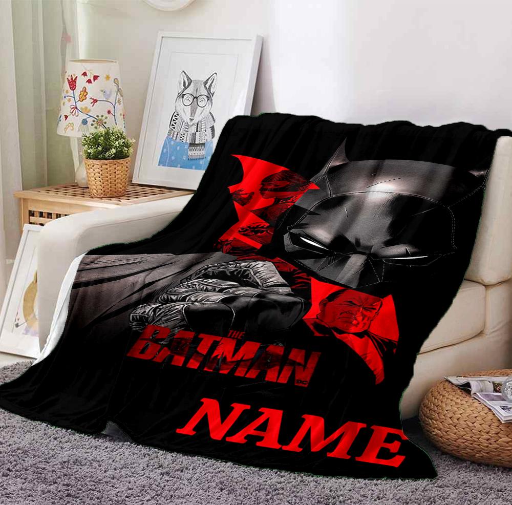 Custom Name Batman Mask Flannel Blanket Throw Blanket Soft Warm Sofa Bed home Decor Unique Gift