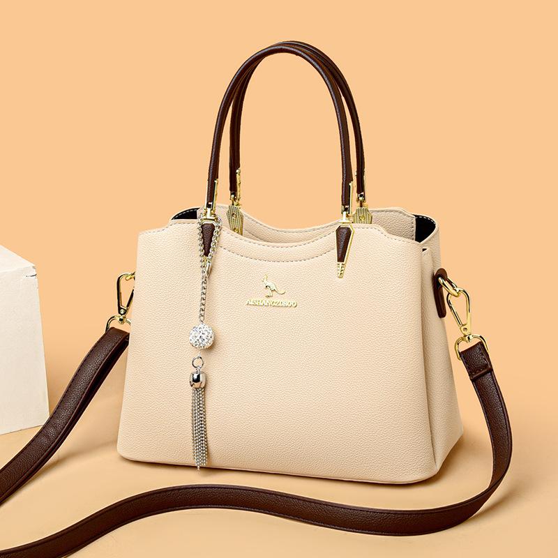 

Light Luxury High-end PU Leather Women s Handbags 2024 Autumn New Soft Handle Lady Tote Bag Business Travel One Shoulder Bag Can Be Crossbody Handheld бежевий