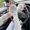 Breathable Sun Protection Sleeves Loose Fit Design Cooling Lace Arm Covers Elastic Trim Comfortable Sunscreen Arm Guards