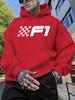 Lässiger Kapuzenpullover mit Fleece-Futter und auffälligem "F1"-Aufdruck - Stylischer schwarzer Pullover für Herbst & Winter