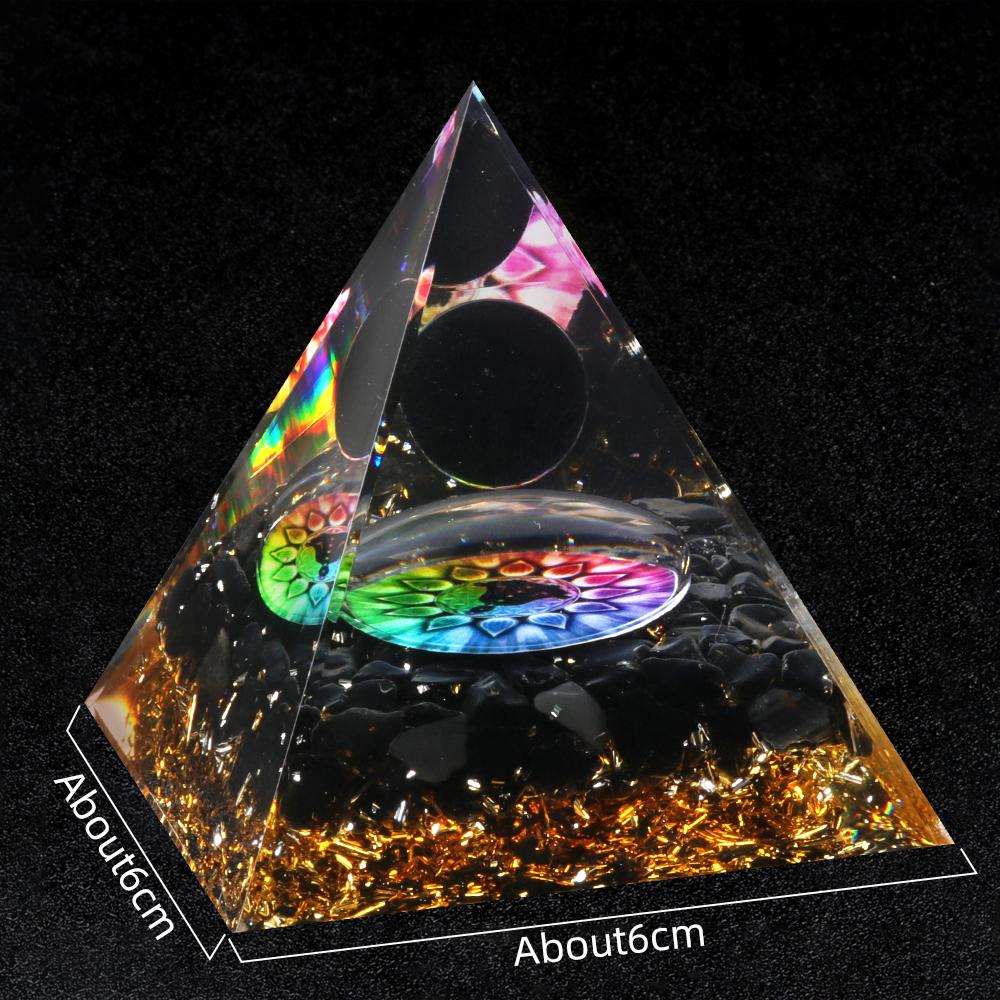 Crystal Devil's Eye Pyramid Natural Crushed Stone Lapis Lazuli Dropping Resin Home and Office Desktop Decoration Crafts 6x6cm