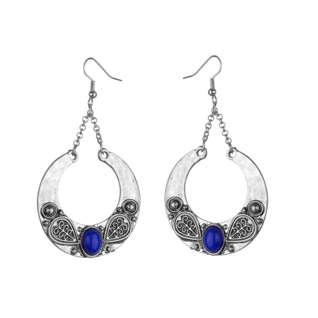 Retro Ethnic Gemstone Earrings for Women - Popular European & American Style