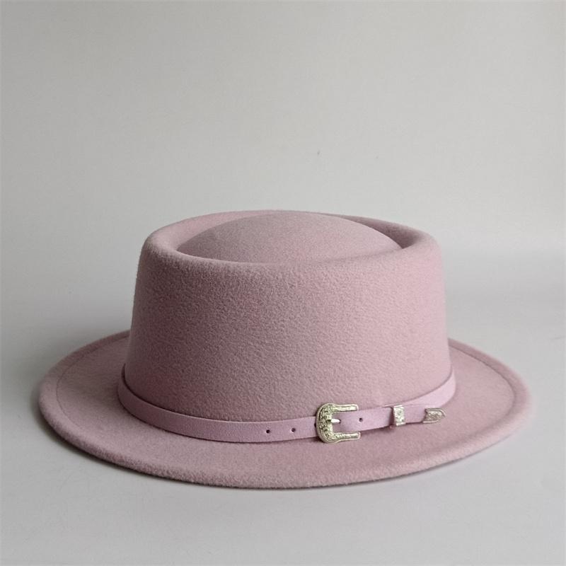 Vintage Pork Pie Hat For Men Wide Brim Felt Black Fedora Church Jazz Ribbon Trilby Panama Gangsters Caps Gentleman'S Style