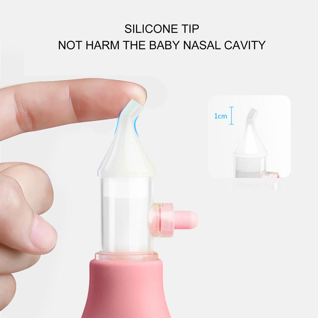 Infant Nasal Aspirator Nose Cleansing Soft Silicone Tip Manual Baby Nose Sucker with Tweezers