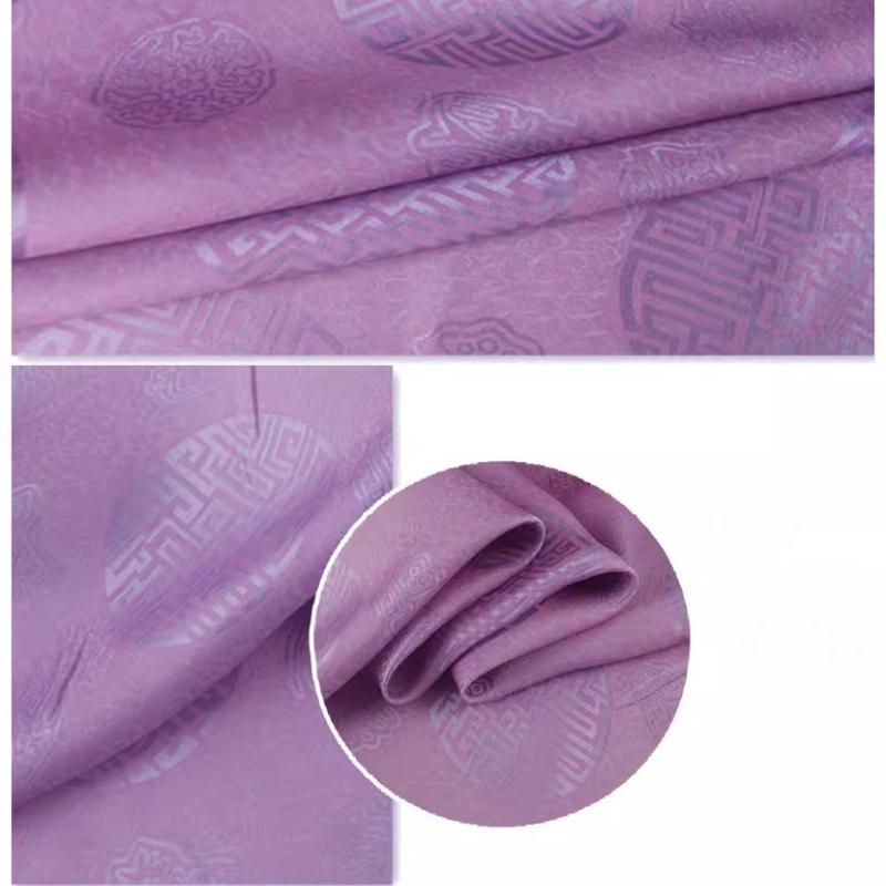 17 Ohm Silk Fabric Traditional Chinese Jacquard Silk Cotton Charmeuse Crepe Tissu Fabric for Sewing Cheongsam Cloth Width 114cm
