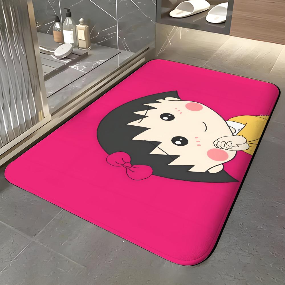 anime C-Chibi Maruko-chan Floor Mat Soft Flannel Entrance Door Mat Non Slip Absorbent Bathroom Bedroom Floor Rug