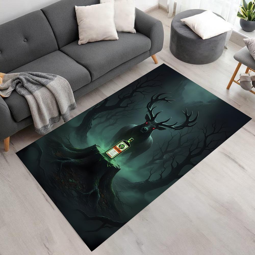 Electric Jägermeister Bottle Floor Mat Perfect for Dining Room Kitchen Balcony Foyer Antislip Carpet Anime Office Decor Gift for Festivals