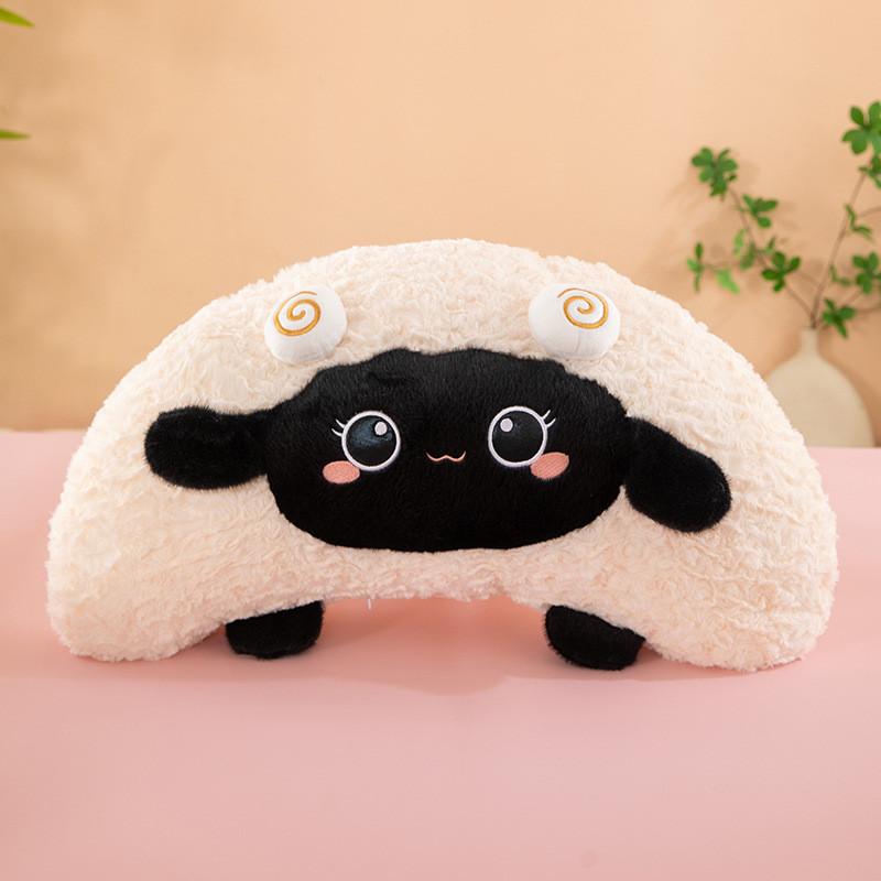 Almofada de Pelúcia de Ovelha Fofa com Material de Pelúcia Curta para Decoração de Cama Infantil