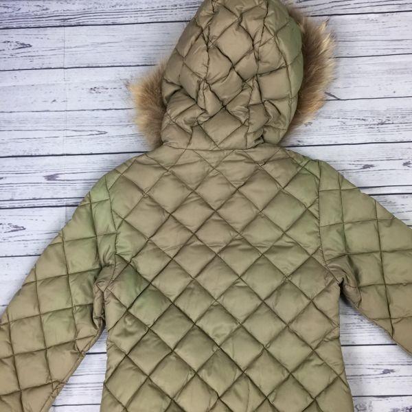 DUVETICA Quilted Down Jacket with Natural Raccoon Fur Trim/Women's 38/Khaki/(USED)