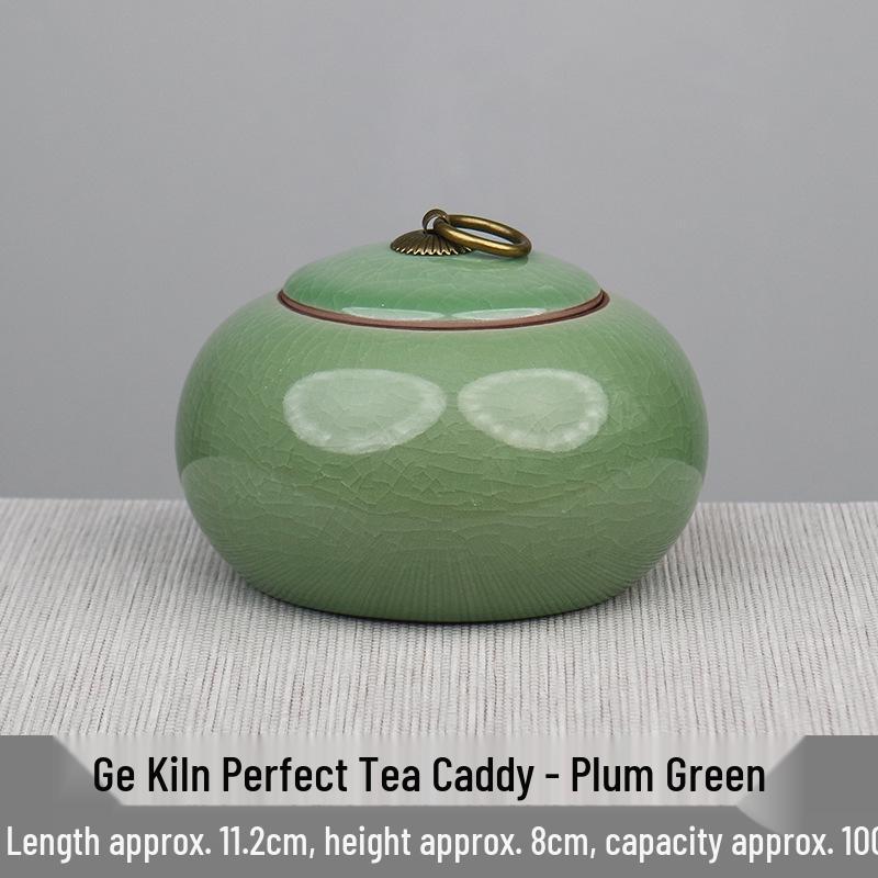 Ge Kiln Ceramic Tea Storage Jar: Chinese Style Sealed Can for Dried Fruit, Flower, and Tea Leaves.