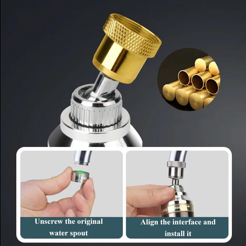 Rubinetto Anti-schizzo Bordo Dorato Mezzo Rame Tubo di Estensione Universale Estensione Cucina Aeratore Doccia Booster Ugello Acqua