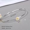 Buyee 925 Sterling Silver Flower Bangle Chrysanthemum Daisy Adjustable Open Hypoallergenic Fine Jewelry for Women Fashion Gift