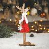 Rustic Holiday Centerpieces for Home Wooden Christmas Reindeer Figurines Handpainted Couple Elk Tabletop Ornaments Xmas Small Decorations