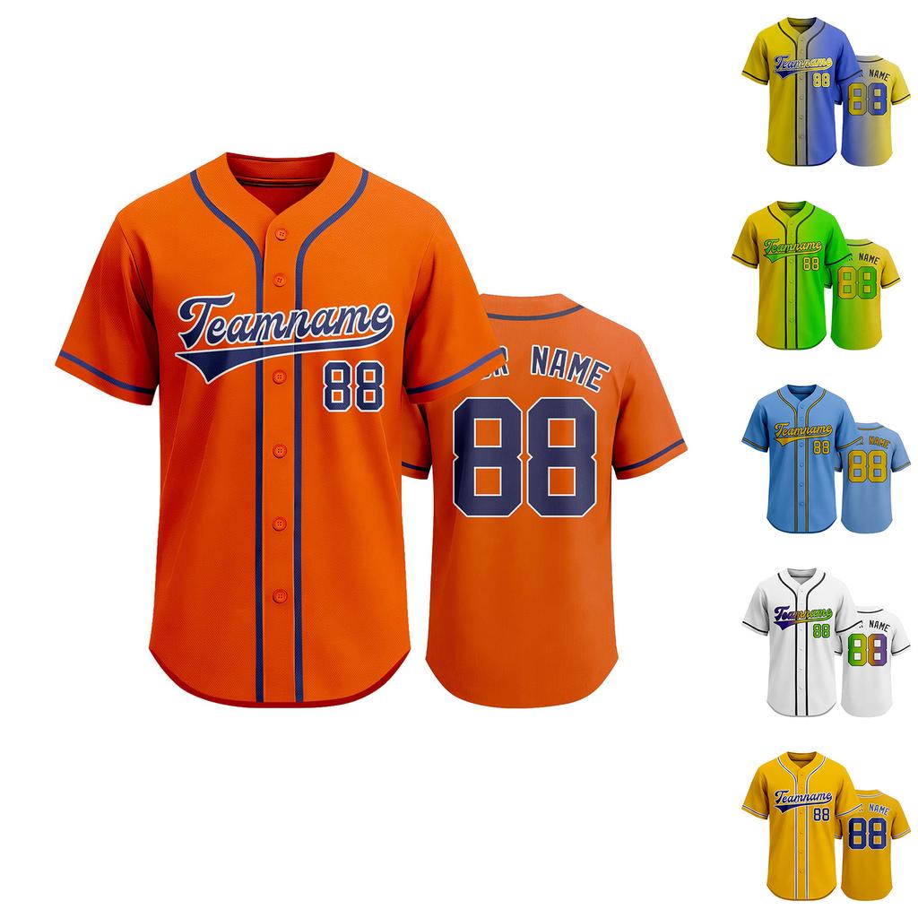 Camiseta de Béisbol Personalizable para Hombres y Mujeres Botones Delanteros Manga Corta Camiseta Deportiva Nombre del Equipo y Número Impresos Disponibles