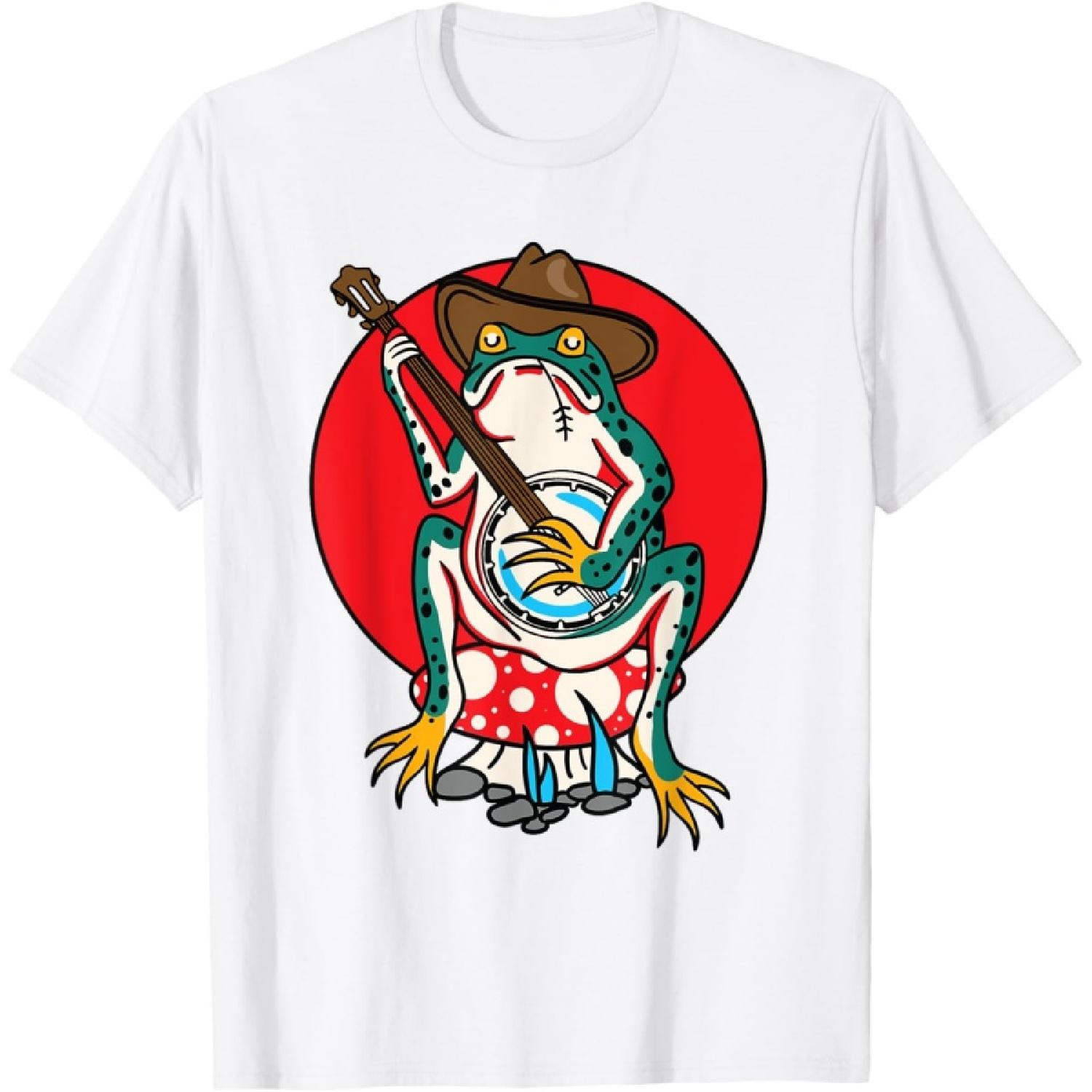 American Traditional Old School Tattoo Flash Frog Banjo T-Shirt S