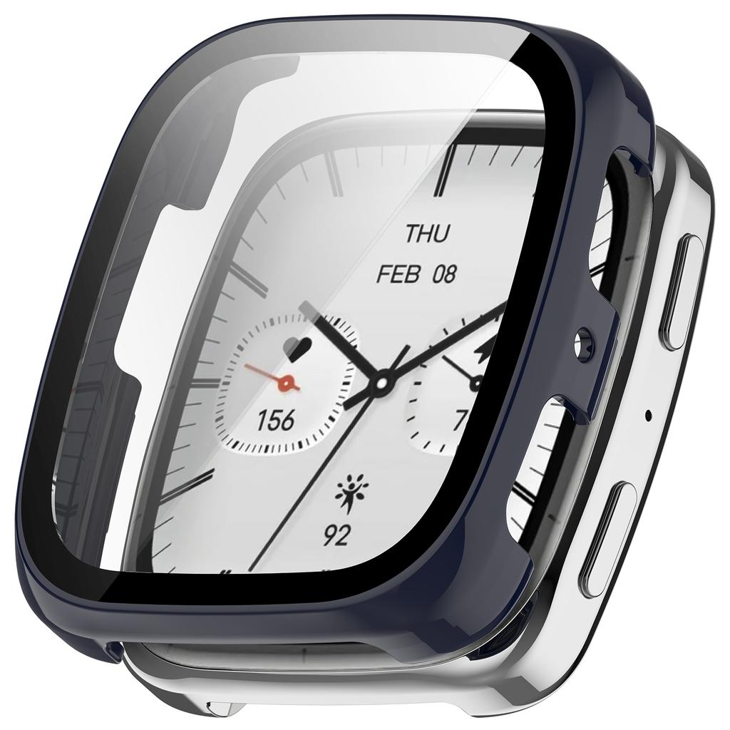 Fullt beskyttende glassdeksel for Huami Amazfit Active 2 firkantet smartklokke skjermbeskytter deksler deksel skall og herdet glassfilm
