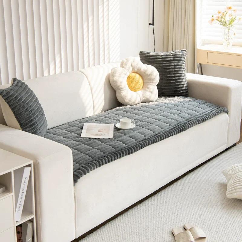 Sofakissen Herbst und Winter Modern Einfach Rutschfest Leder Sofa Verdickt Voll Abdeckender Sofabezug