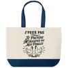 Large Blue Bottom Tote Bag I Can't I Prefer To Take Care of My Chickens I Can't Minimalist | Cotton Canvas 170 G/m² 27 L Pocket