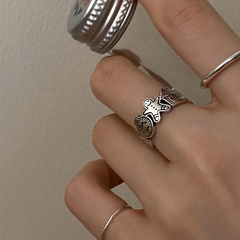 Rings Modern Copper For Women Trendy Cartoon Character Design Beautiful Geometric Style
