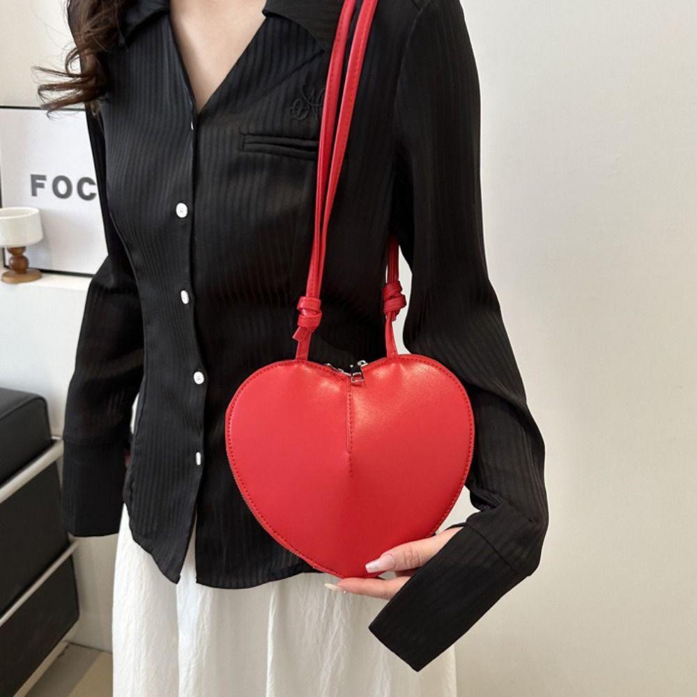 PU-Leder Herztasche Vielseitiges Design Multifunktionale Umhängetasche Einzigartiges Design Modischer Stil Herzförmige Tasche