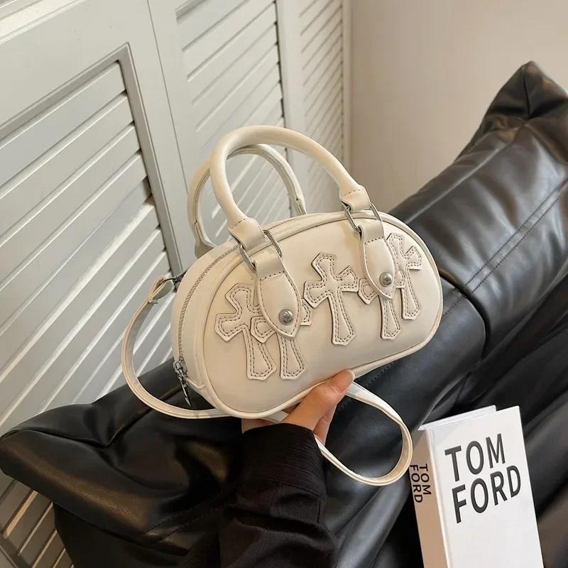 Versatile women's crossbody bag  PU material  elegant bag  high quality  cross decoration