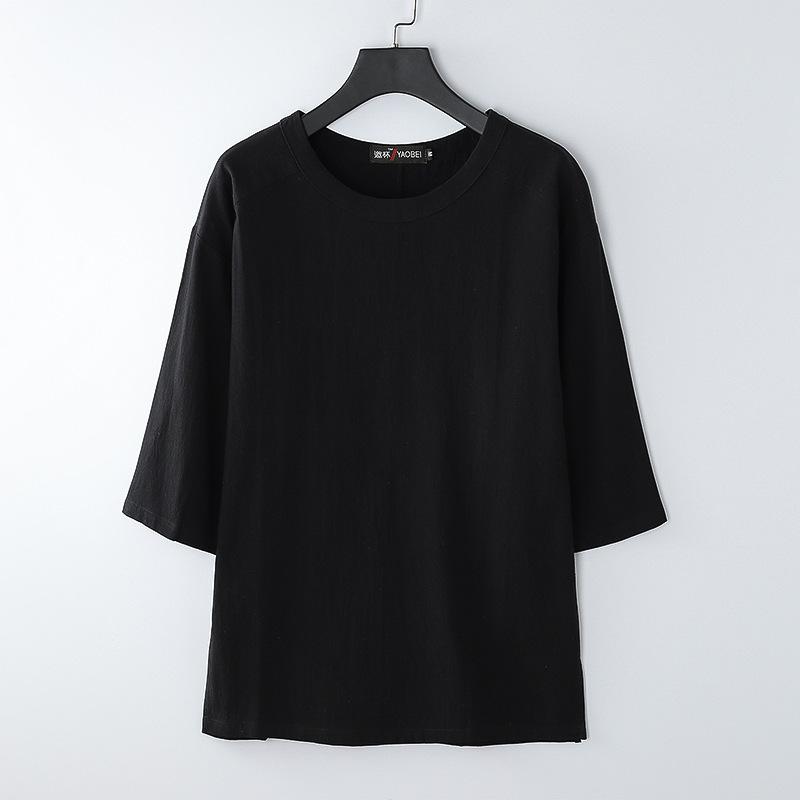 Dreiviertelarm T-Shirt Chinesischer Stil Herren Locker Trend Lässig Tang Anzug Hanfu Kurzarm T-Shirt Oberteil