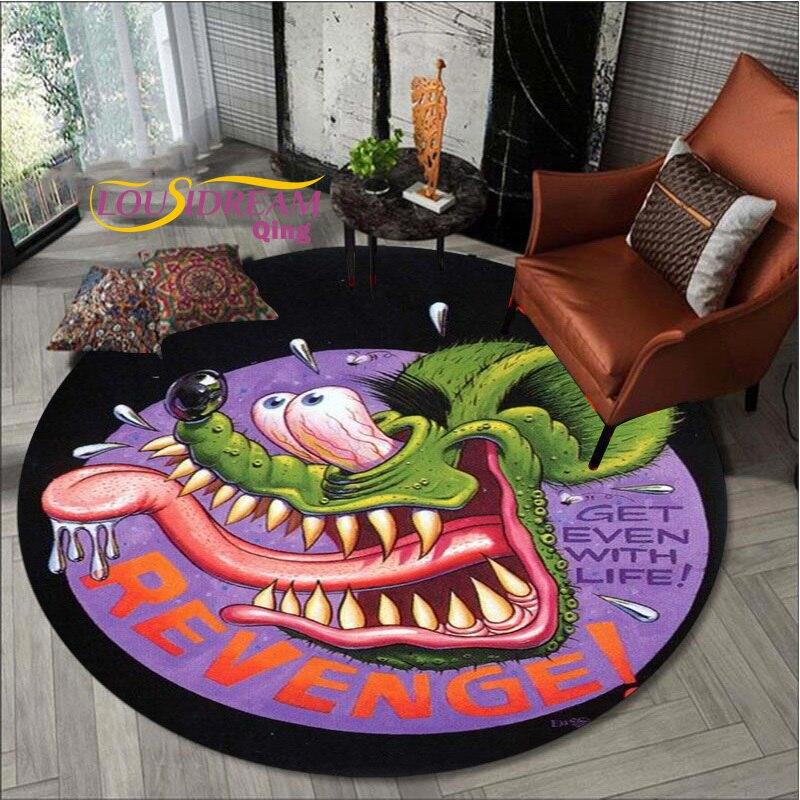 Carpet Retro Round Carpet Living Room Bedroom Skull Design Men's Gift