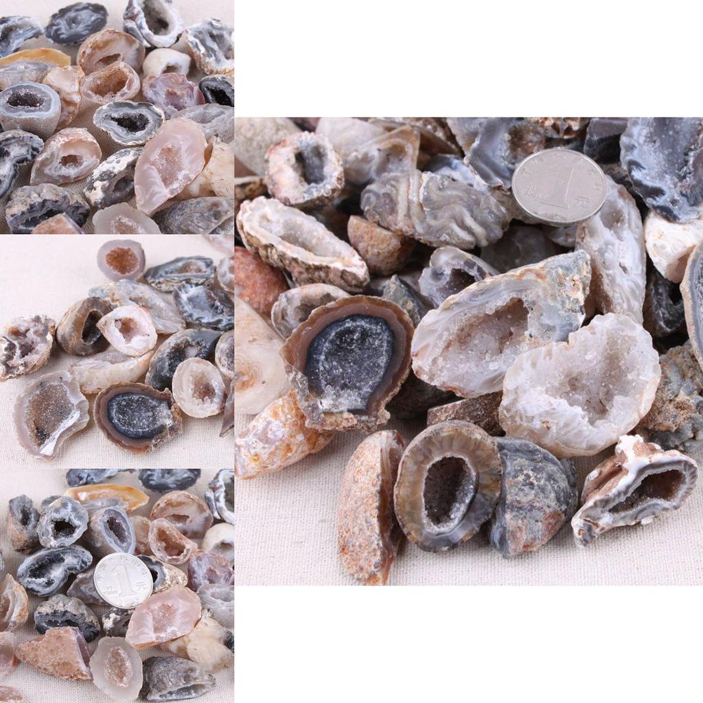 Striking 10pcs Geodes Oco Agate Natural Crystals With Unique Lines For Decorative Ornaments