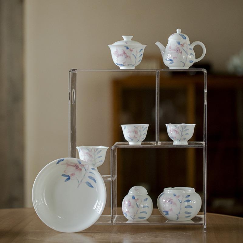 135ml Japanese Style Hand Drawn Lily Flower Teapot Traditional Tea Infuser Pot Tea Maker Kettle With Ball Hole Cha Gift Supplies
