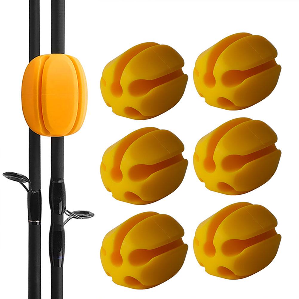 6pcs Silicone Fishing Rod Holder Straps 5 Hole Lightweight Fishing Tackle Ties Fishing Accessories
