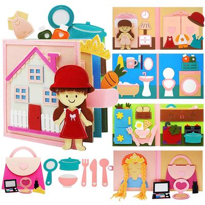 Maluchy Zabawka Montessori Busy Book 3D Książeczka z tkaniny dla niemowląt z aktywnościami Filcowa cicha książeczka Tablica Nauka przedszkolna Edukacja Zabawki podróżne