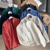 Autumn/Winter Retro Color Block Fleece Button-Up Pullover for Couples 