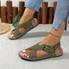 Damen Übergröße Neue Sommer Schnalle Peep Toe Flache Mode Europäisch Amerikanischer Stil Strand Kreuzriemen Sandalen