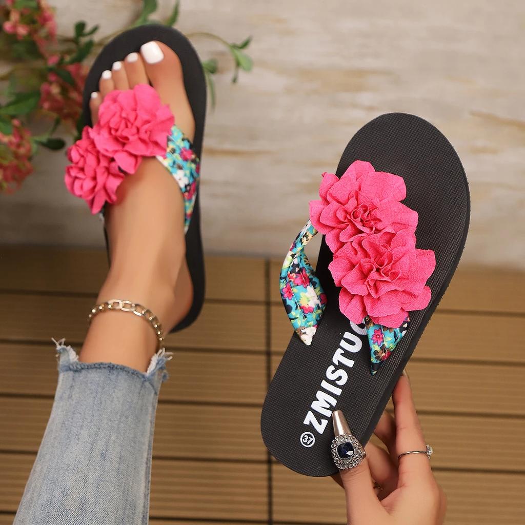 Fashion Women Slippers Beach Flower Shoes for Women New Flat Bottomed Slippers Home Casual Sandals Ultra Lightweight Shoes Slides Women