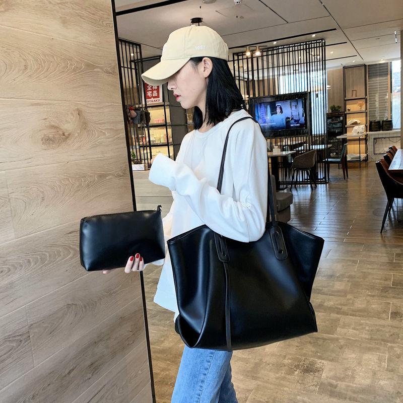 Large Capacity Women's Bag Korean Style Fashion Casual Handbag Shoulder Bag Versatile Simple Parent-Child Tote Bag
